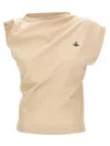 Vivienne Westwood 'hebo' Cap Sleeves Asymmetric Top In Beige