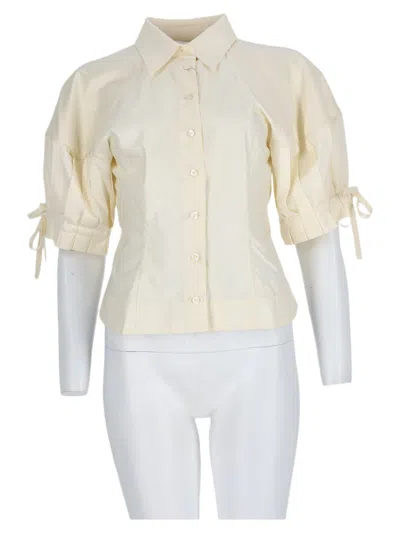 Vivienne Westwood Beige Puffed Sleeves Tied Cuffs Cotton Blouse In Neutral