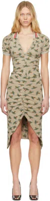 Vivienne Westwood Woman Midi Dress Taupe Size L Organic Cotton In C302 Sand Overdye Or