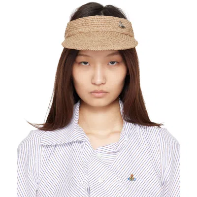 Vivienne Westwood Beige Raffia Visor In Neutral