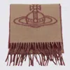 Vivienne Westwood Reversible Scarf Fringed Edges In Brown