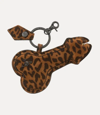 Vivienne Westwood Bell End Keyring Printed Suede Leopard One Size Unisex In Brown