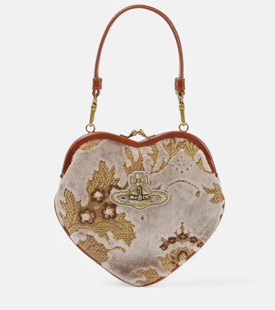 Vivienne Westwood Bella Heart Frame Velvet Tote Bag In Multicolor