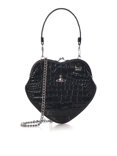 Vivienne Westwood Belle Heart Frame Leather Bag In Black