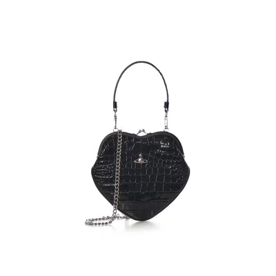 Vivienne Westwood Belle Heart Frame Leather Bag In Black