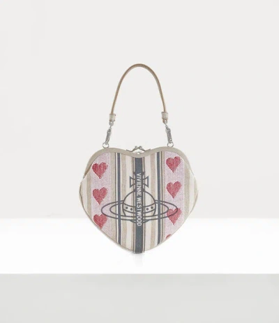Vivienne Westwood Belle Heart Frame Purse Linen Heart Stripes One Size Women