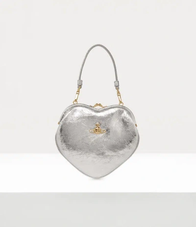 Vivienne Westwood Belle Heart Frame Purse Metallic Crinkle Silver One Size Women