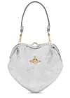 Vivienne Westwood Belle Heart Metallic Leather Top Handle Bag In Silver