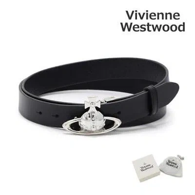 Pre-owned Vivienne Westwood Belt Belts Orb Buckle Belt Black Silver Men's Men Mens