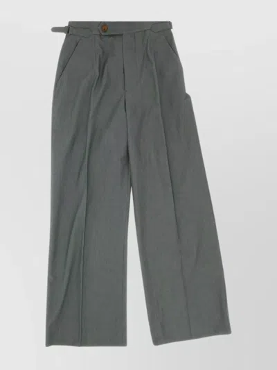 Vivienne Westwood Belt Looped Pleated Wide Leg Trousers In Gray