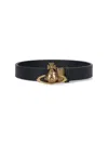 Vivienne Westwood Adjustable Length Gold-tone Buckle Smooth Finish Belts In Black