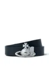 Vivienne Westwood Reversible Crocodile Print And Black Leather Belt In Black