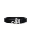 Vivienne Westwood Reversible Crocodile Print And Black Leather Belt In Black