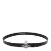 Vivienne Westwood Crocodile Texture Adjustable Belt Silver-tone Buckle In Black