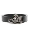 Vivienne Westwood Adjustable Metal Buckle Smooth Finish Belts In Black