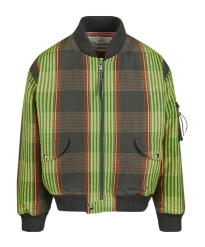 Vivienne Westwood Bernardo Quilted Plaid Casual Jacket In Green
