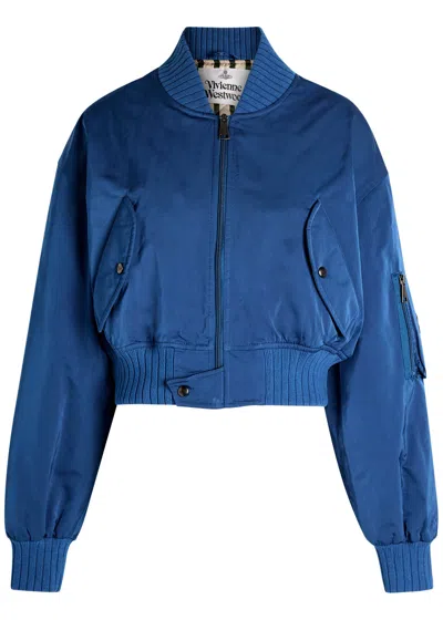 Vivienne Westwood Bernardo Quilted Taffeta Bomber Jacket In Blue