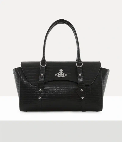 Vivienne Westwood Bettina Medium Handbag Mini Croc-embos Db Black