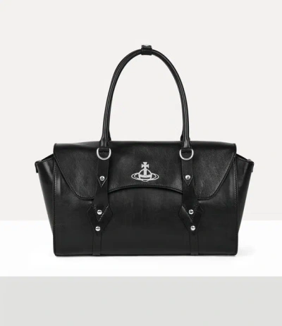 Vivienne Westwood Bettina Medium Handbag Shiny Veget Tanned Black