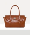 Vivienne Westwood Bettina Medium Handbag Shiny Veget Tanned Camel In Brown