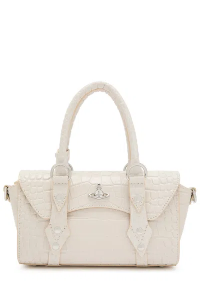 Vivienne Westwood Bettina Mini Crocodile-effect Leather Cross-body Bag In Neutral