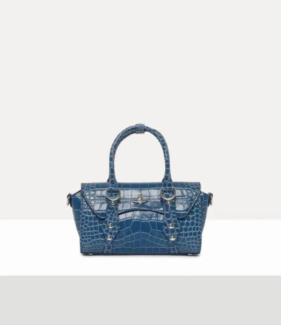 Vivienne Westwood Bettina Mini Crossbody Emboss Croc Leather Blue