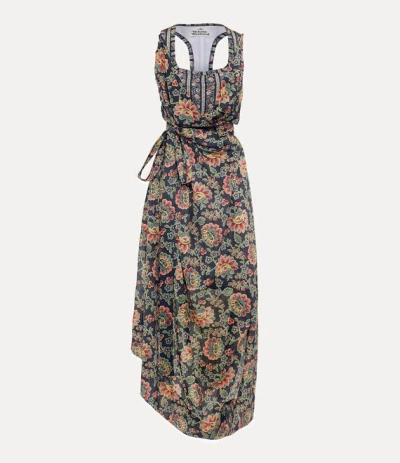 Vivienne Westwood Betty Ballerina Dress Co. Voile/tech. Jrsy Floral Artwork M Women In Green