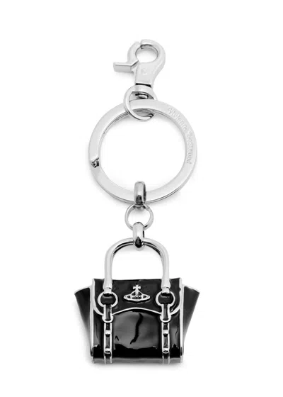 Vivienne Westwood Betty Silver-plated Keyring In Black