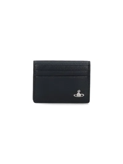 Vivienne Westwood Bi-fold Card Holder "orb" In Black