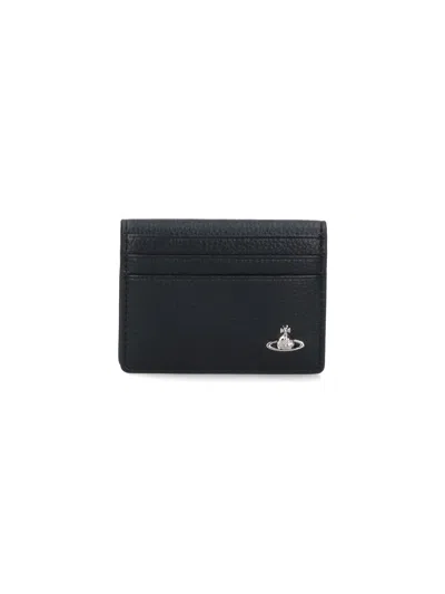 Vivienne Westwood Bi-fold Cardholder With Silver Orb Logo In Black