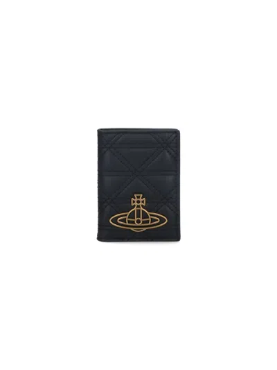 Vivienne Westwood Bi-fold "orb" Passport Holder – Black