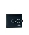 Vivienne Westwood Man. Bondage Billfold Wallet Smooth Leather Black One Size Men In Black