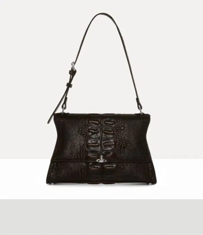 Vivienne Westwood Bianca Medium Shoulder Bag Dino-embossed Brown