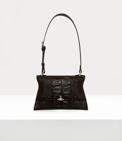 Vivienne Westwood Bianca Small Shoulder Bag Dino-embossed Brown