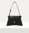 Vivienne Westwood Bianca Small Shoulder Bag Emboss Croc Leather Black In Black