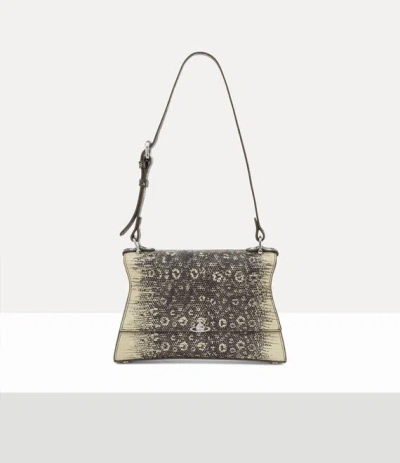 Vivienne Westwood Bianca Small Shoulder Bag Lizard-effect Emboss Charcoal-cream