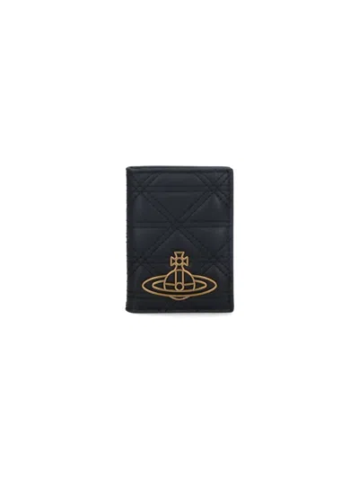 Vivienne Westwood Bifold Logo Passport Holder In Black  