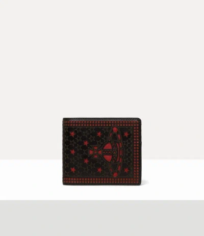 Vivienne Westwood Bifold Wallet Laser Cut Leather Shiny-black-red One Size Men In Multi
