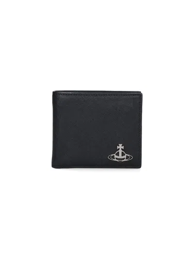 Vivienne Westwood Bifold Wallet With Orb Logo In Black