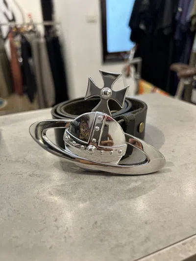 Pre-owned Vivienne Westwood Big Orb Belt In Black