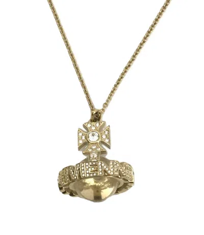 Pre-owned Vivienne Westwood Big Orb Logo Necklace In Gold
