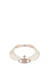 Vivienne Westwood Beaded Crystal Gold Layered Multi-strand Necklaces In Gold
