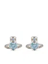 Vivienne Westwood Gemstone Heart Stud Earrings With Crystal Embellishments In White