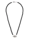 Vivienne Westwood Pendant Beaded Silver-tone Necklaces In Black