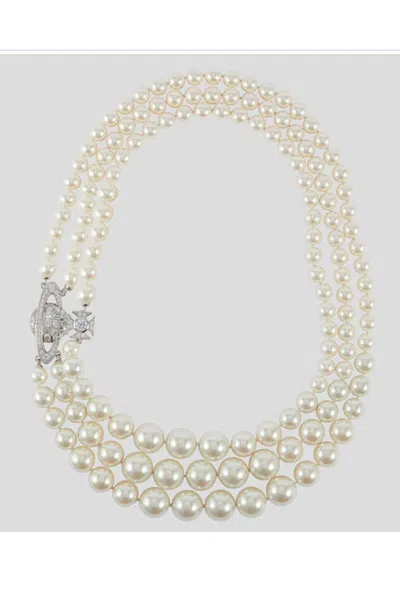 Vivienne Westwood Graziella Embellished Necklace In Pearl