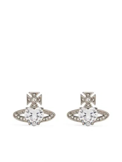 Vivienne Westwood Embellished Orb-plaque Earrings In Silber