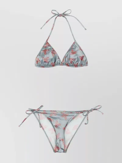 Vivienne Westwood Bikini Triangle Top Adjustable Straps In Silver