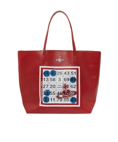 VIVIENNE WESTWOOD BINGO-PRINT ORB-EMBELLISHMENT TOTE BAG