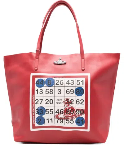 Vivienne Westwood Bingo-print Orb-embellishment Tote Bag In Red
