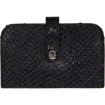 Vivienne Westwood Black Accordion Card Holder In Purple
